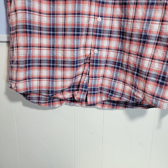 Hart Schaffner Marx Large Red Blue Plaid Button Front Longsleeve Casual Shirt - Picture 3 of 6